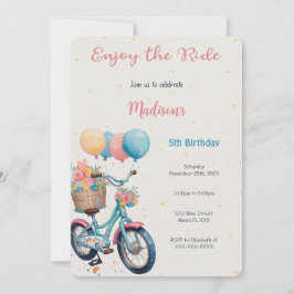 Rosa & Blue Bike Geburtstag Einladung