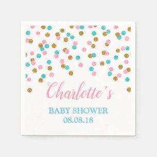 Rosa Blue Dots Baby Dusche Napkins Serviette
