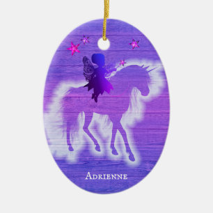 Rosa & Blue Unicorn Girly Colorful Holzdesign Keramik Ornament