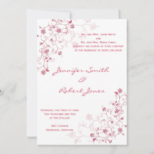 Rosa blühende Reben zum Hochzeitsempfang Einladung