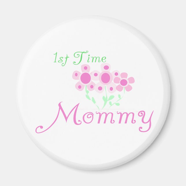 Rosa Blume 1st Mommy Shirts und Geschenke Magnet (Vorne)