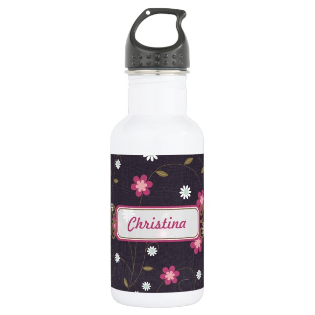Rosa Blume 32. oz. Trinkflasche (Vorderseite)