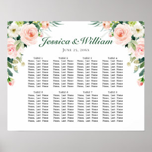 Rosa Blume 8 Tische für Hochzeiten Poster