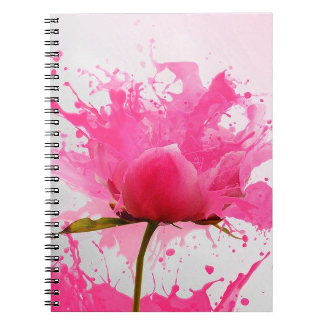 Rosa Blume Abstrakt Paint Spritzer Notizblock (Vorderseite)