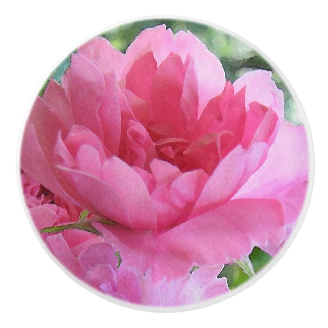 Rosa Blume Abstrakte Keramik Keramikknauf (Vorderseite)