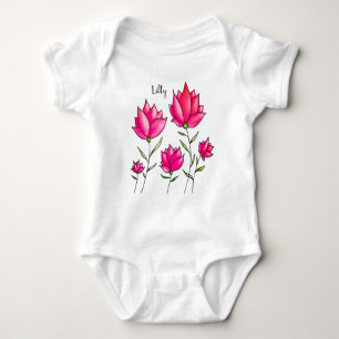 Rosa Blume Aquarell Künstlerischer Name Baby Strampler