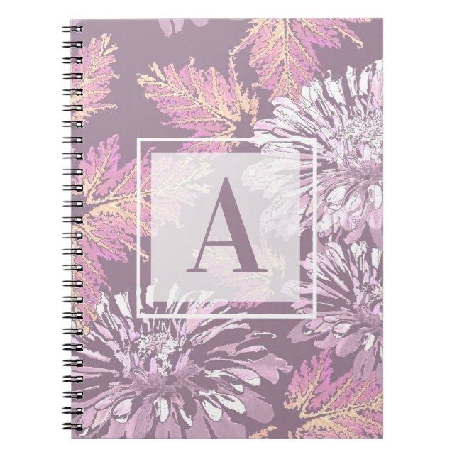 Rosa Blume, Aquarell, Monogramm, personalisieren Notizblock (Vorderseite)