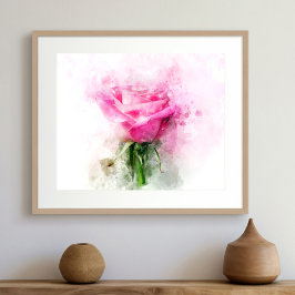 Rosa Blume Aquarell - wb Fotodruck