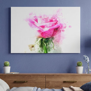 Rosa Blume Aquarell - wb Leinwanddruck