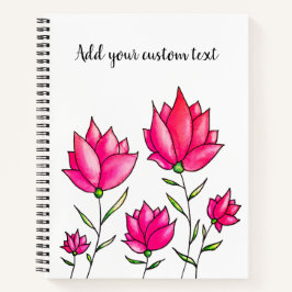 Rosa Blume Aquarellfarben Künstlerischer benutzerd Notizbuch
