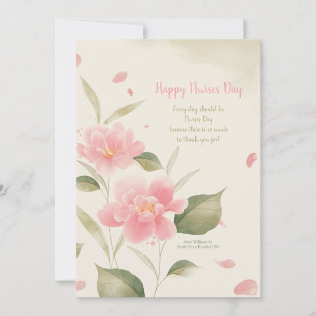 Rosa Blume Aquarellkarte Feiertagskarte (Vorderseite)