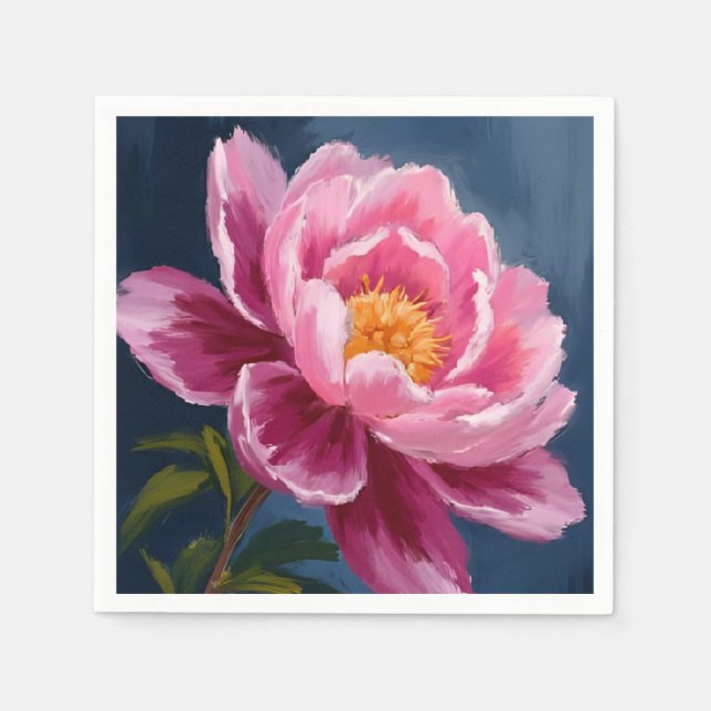 Rosa Blume Aquarellmalerei Serviette (Vorderseite)