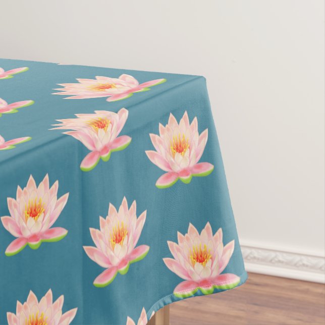 Rosa Blume auf Aquamarin Tischdecke (Beispiel)