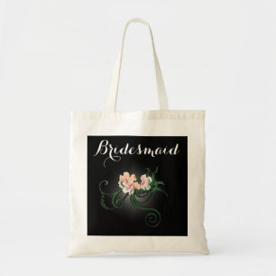 Rosa Blume auf Black Bridesmaid-Geschenk Tragetasche