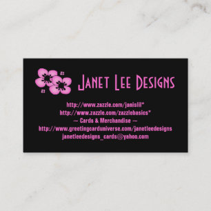 Rosa Blume auf Black~Business Card Visitenkarte