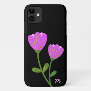 Rosa Blume auf dem Black Phone Case