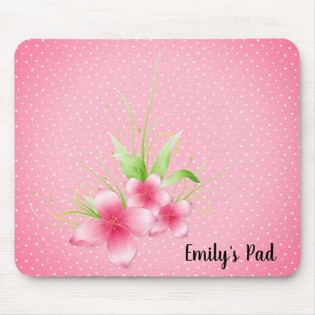Rosa Blume auf Polka Docks Mousepad (Vorne)