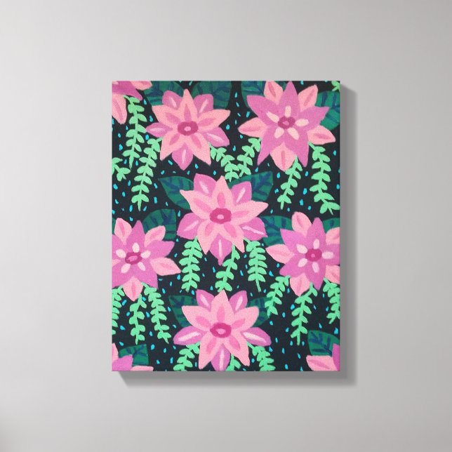 Rosa Blume auf schwarz Leinwanddruck (Vorderseite)