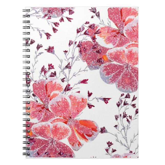 Rosa Blume auf weiß.notebook Notizblock (Vorderseite)