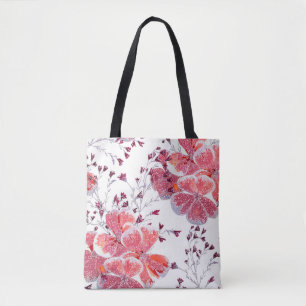Rosa Blume auf Weiß. Tasche