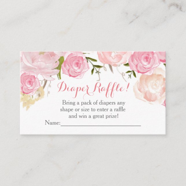 Rosa Blume Babydusche-Windeln Gewinnkarten Begleitkarte (Vorderseite)