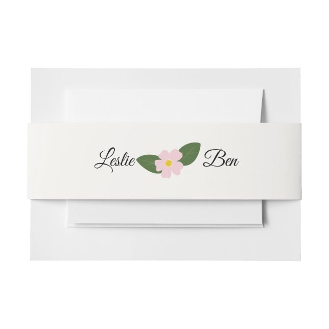 Rosa Blume Bauchband Einladungsbanderole (Vorderseite Beispiel)