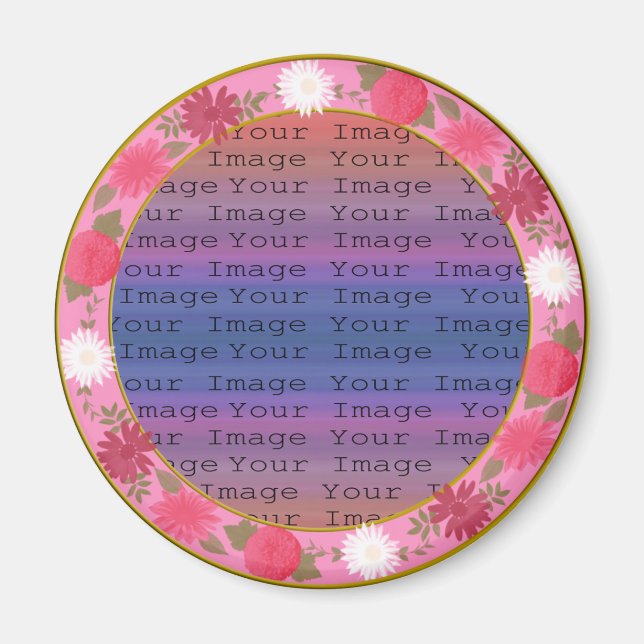 Rosa Blume, benutzerdefiniertes Round-Magnet Magnet (Vorne)