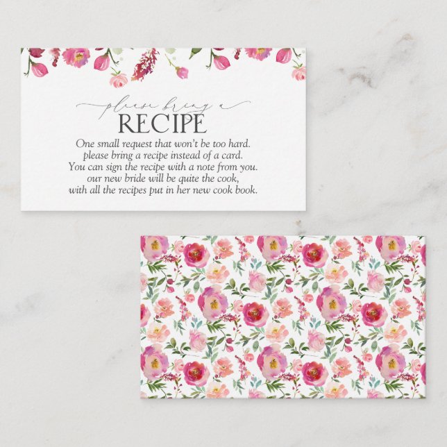 Rosa Blume Bitte bringen Sie eine Rezeptkarte mit. Begleitkarte (Vorne/Hinten)