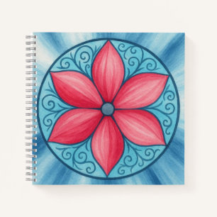 Rosa Blume, blauer Hintergrund Notizbuch