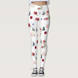 Rosa Blume Blauer Schmetterling Blumenmuster Leggings
