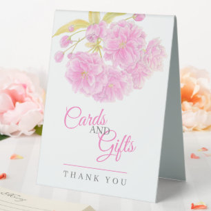 Rosa Blume blühen Hochzeitshilfekarten und Geschen Tischaufsteller
