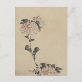 Rosa Blume blüht auf Low Stalk von Hokusai Postkarte