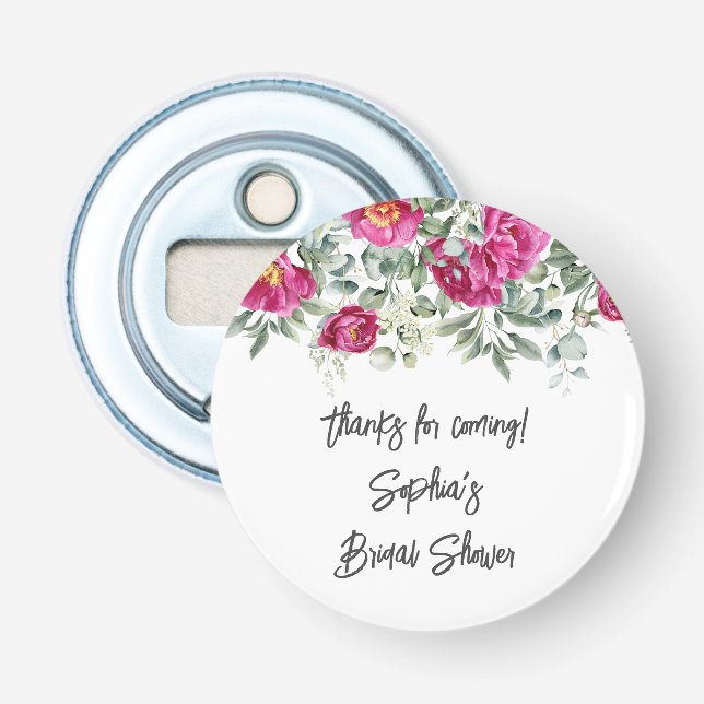 Rosa Blume Blumenduschfavoriten Flaschenöffner (Vorderseite)