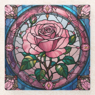Rosa Blume Blumengestanztes Glas Kunst Glasuntersetzer
