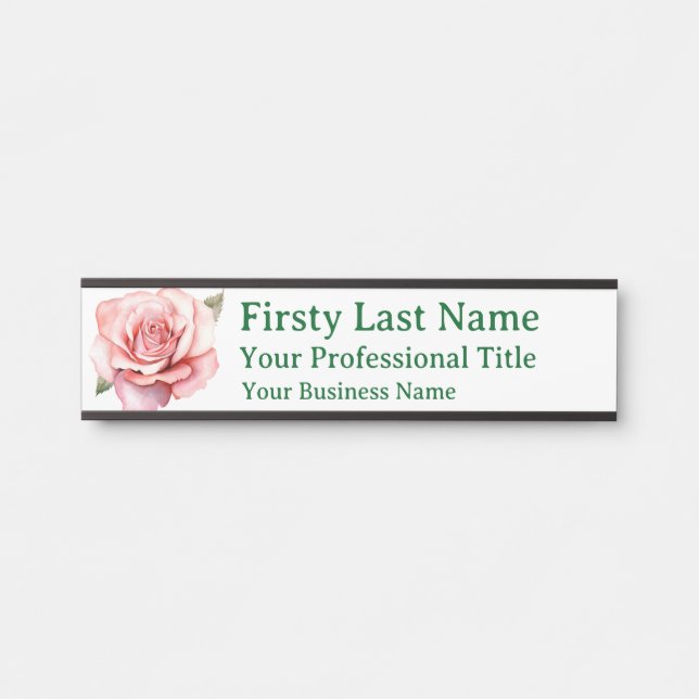 Rosa Blume Blumengestelle Türschild (Vorderseite )