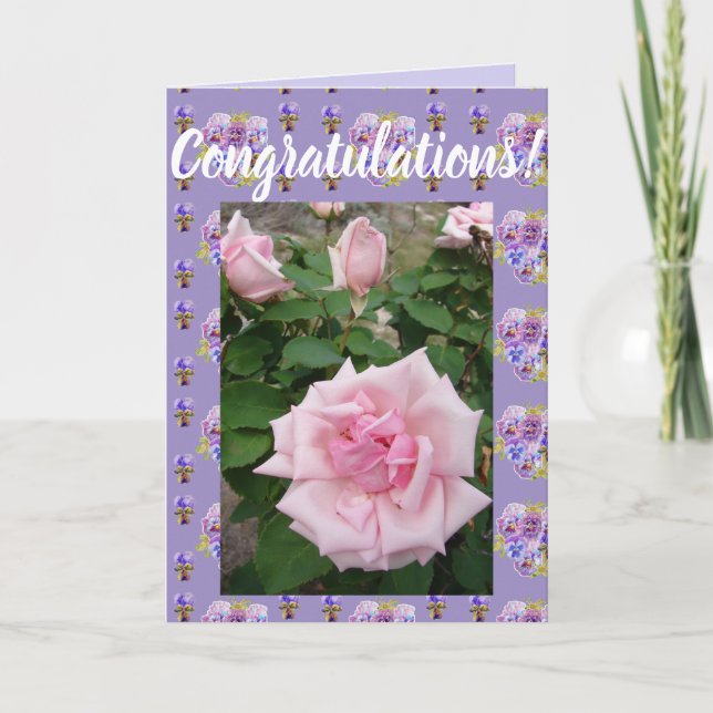 Rosa Blume Blumenkongatulationen Kunst Karte (Vorderseite)