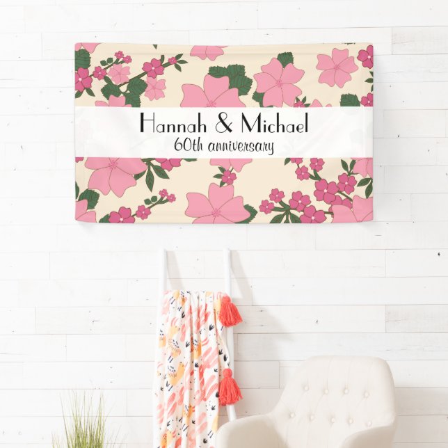 Rosa Blume, Blumenmuster, Jubiläum Banner (Insitu)