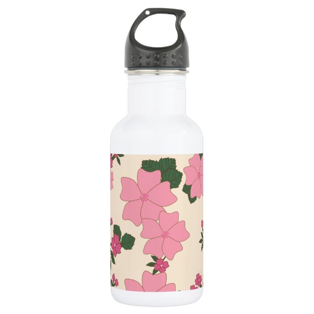 Rosa Blume, Blumenmuster, Muster von Blume Edelstahlflasche (Vorderseite)
