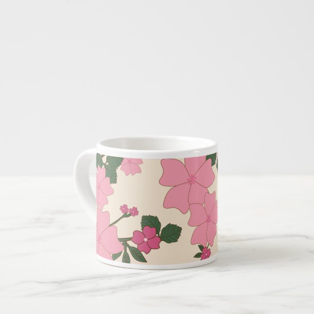 Rosa Blume, Blumenmuster, Muster von Blume Espressotasse (Vorderseite Links)