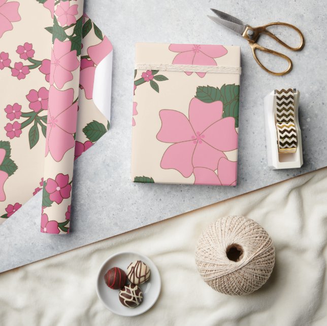 Rosa Blume, Blumenmuster, Muster von Blume Geschenkpapier (Kunsthandwerk)