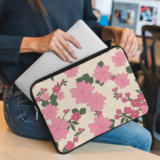 Rosa Blume, Blumenmuster, Muster von Blume Laptopschutzhülle (Von Creator hochgeladen)