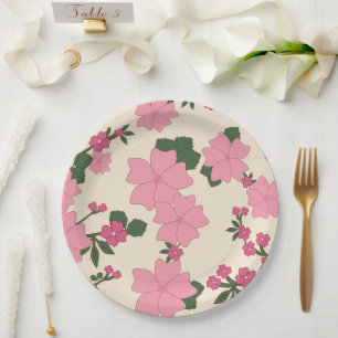 Rosa Blume, Blumenmuster, Muster von Blume Pappteller