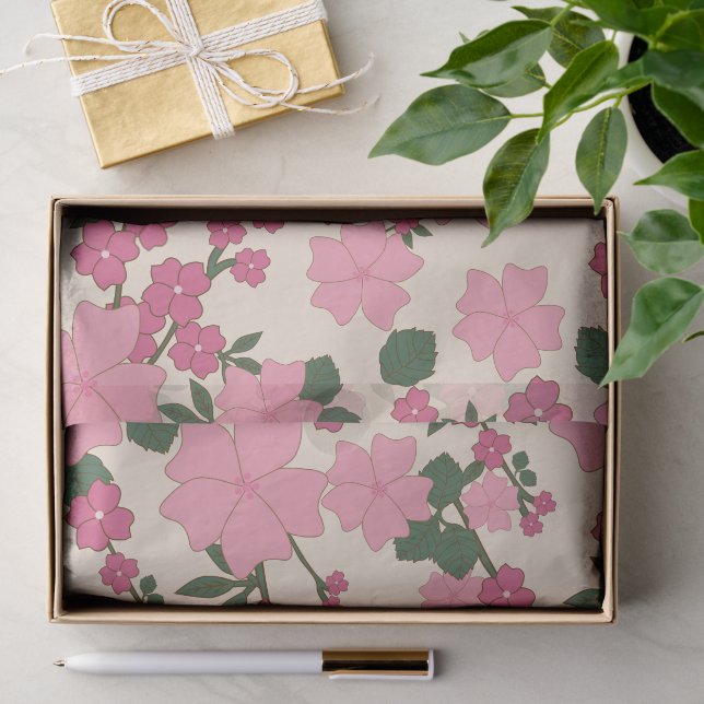 Rosa Blume, Blumenmuster, Muster von Blume Seidenpapier (Geschenk)