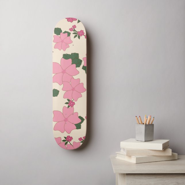 Rosa Blume, Blumenmuster, Muster von Blume Skateboard (Wandkunst)