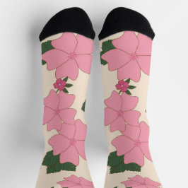 Rosa Blume, Blumenmuster, Muster von Blume Socken