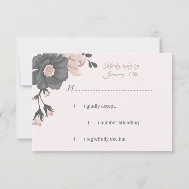 Rosa Blume, Blüten und Blütenblätter RSVP Karte (Vorderseite)