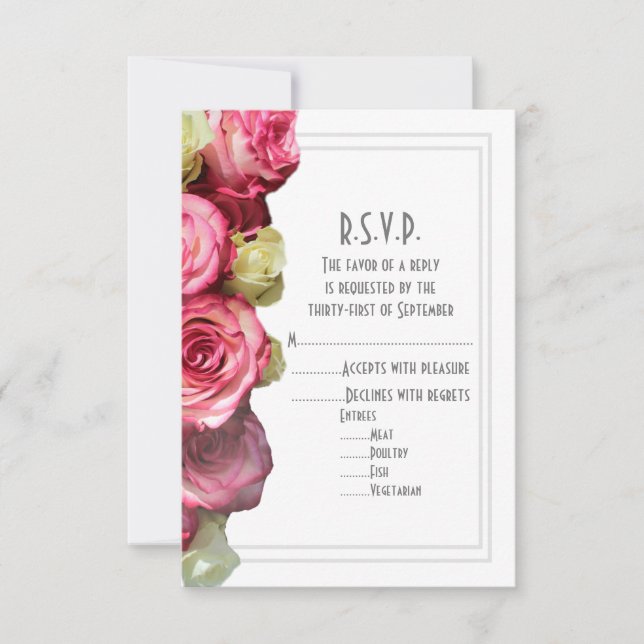 Rosa Blume Blütenhochzeit RSVP Karte (Vorderseite)