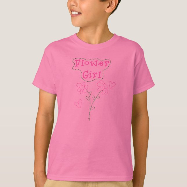 Rosa Blume Blütenmädchen T-Shirt (Vorderseite)