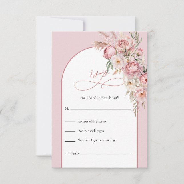 Rosa Blume Boho arch rsvp-Karte RSVP Karte (Vorderseite)