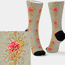 Rosa Blume Botanisches Viktorianisches Filigree Socken